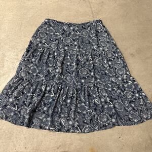 Notations Tiered Floral Midi Boho Peasant‎ Skirt Floral 1X Paisley Y2K Blue